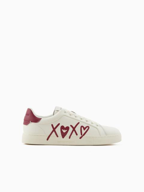 EMPORIO ARMANI Leather sneakers with XOXO logo