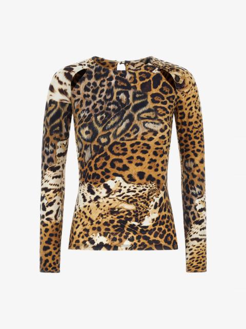Roberto Cavalli Long-sleeved T-shirt with Jaguar Skin print