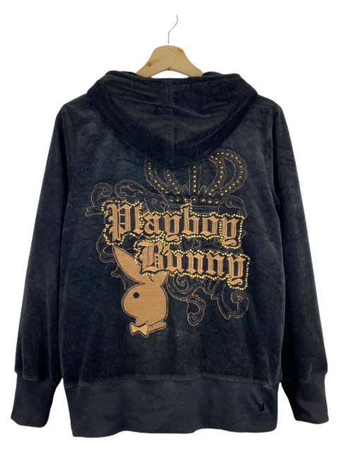 Other Designers Playboy - PLAYBOY BUNNY EMBROIDERY LOGO BLACK HOODIE