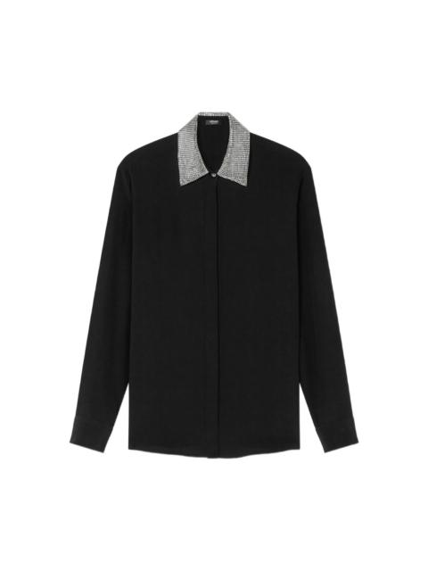 embellished-collar shirt
