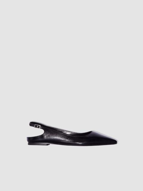 BY FAR Koyna Black Creased Calf Leather Slingback Flat