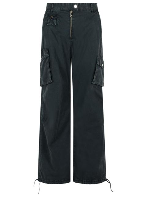 GANNI Ganni CARGO Black Washed Cotton Twill Pants Grey