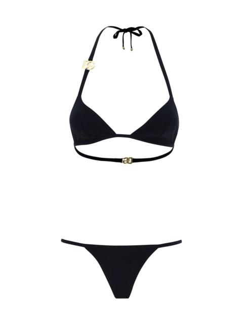 Dolce & Gabbana Dolce & Gabbana Triangle Bikini With Gold Plaque