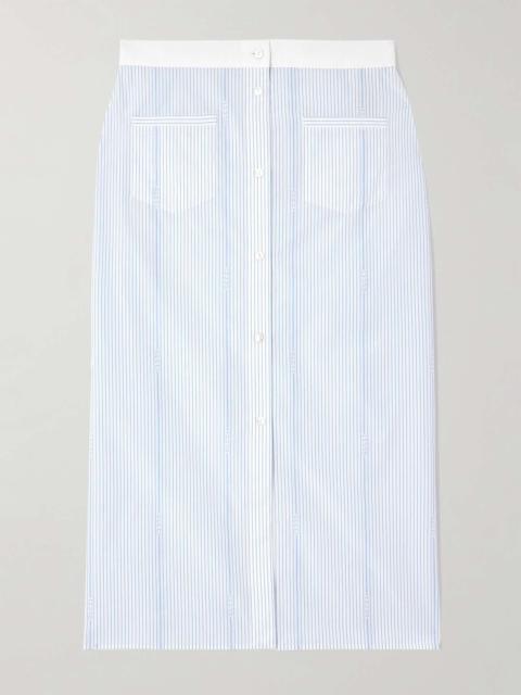 Lido striped cotton-poplin midi skirt Blue