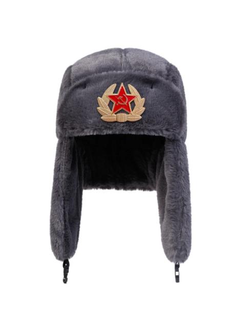 Other Designers Five-pointed Star Sovjet Militaire Badge Pilot Hat Gray Ushanka Winter Earflap Warm Ski Bomber Hat