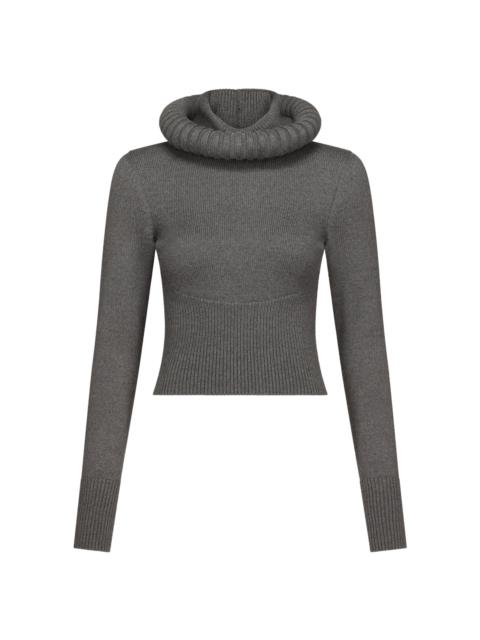 Alaïa Hooded Virgin Wool Sweater grey