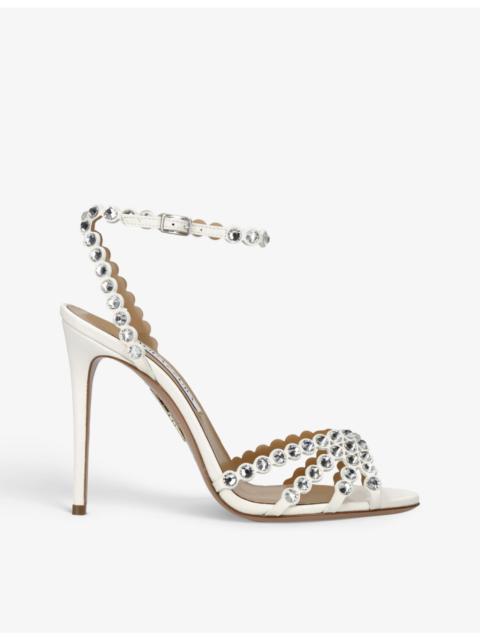 AQUAZZURA Tequila 105 crystal-embellished leather heeled sandals