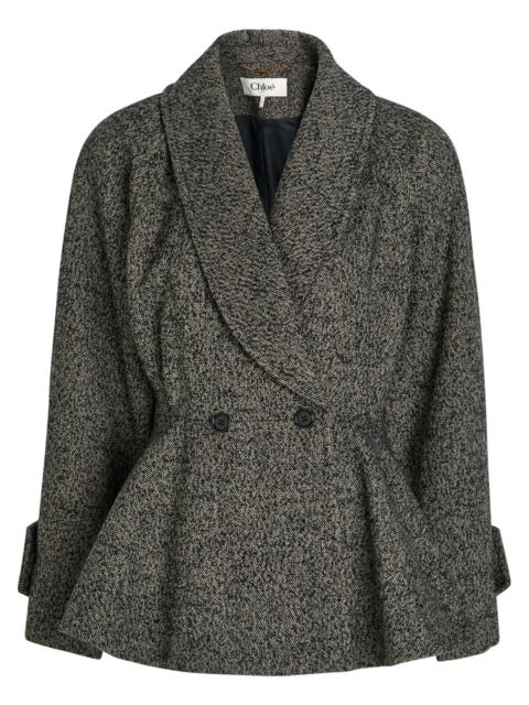 Chloé Chloe Herringbone Peplum Wool-blend Jacket