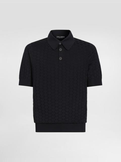 Dolce & Gabbana Micro-dot stitch silk polo shirt