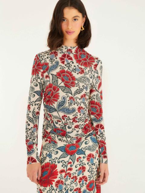 FARM RIO Sand Francesca Jersey Blouse