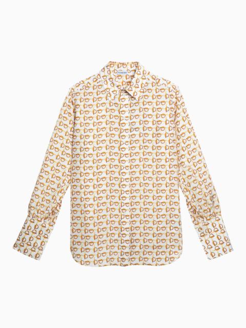 Burberry White Shirt With Gold Silk Motif