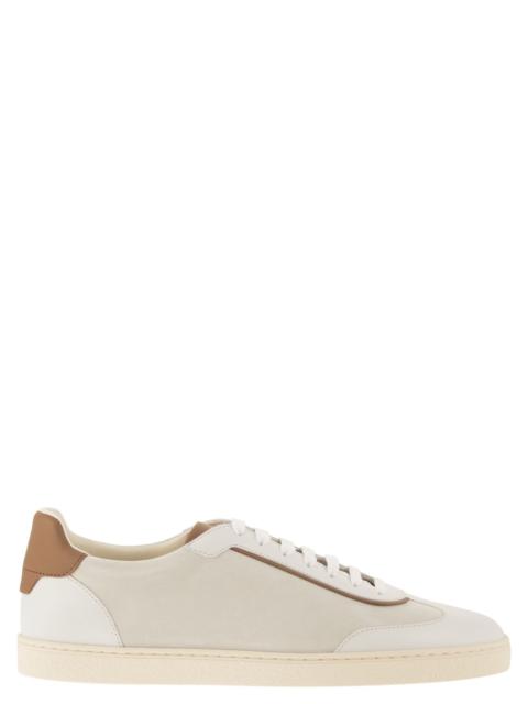 Brunello Cucinelli Brunello Cucinelli Men Low-Top Leather And Suede Sneakers With Contrasting Details
