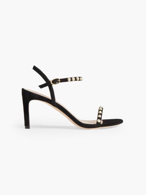 Stuart Weitzman Kassidy faux pearl-embellished suede sandals