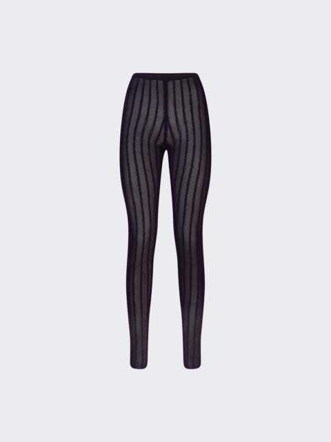 THE ATTICO Semi-sheer Knitted Rib Pants Black