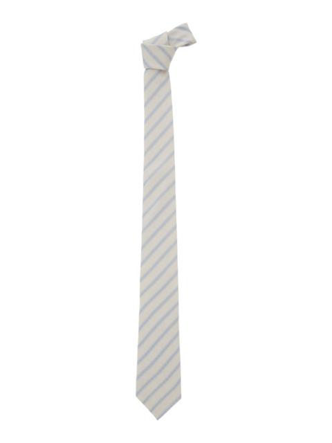 SAINT LAURENT Saint Laurent Men Beige Tie With All-Over Diagonal Stripe Motif In Silk For Men