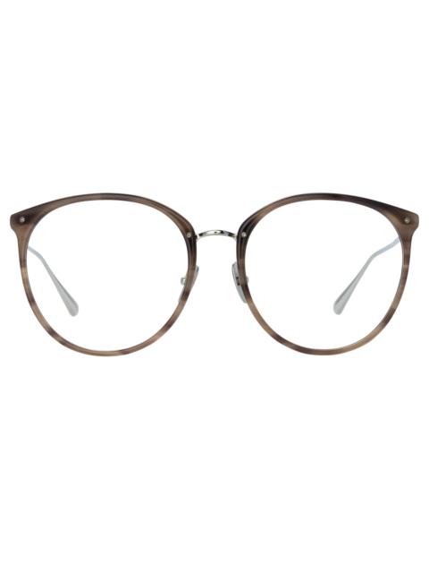 LINDA FARROW KINGS OVERSIZED OPTICAL FRAME IN GREY HORN