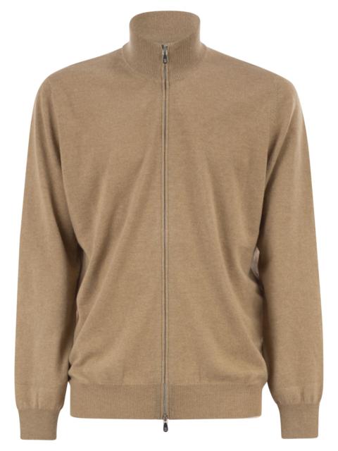 Brunello Cucinelli Brunello Cucinelli Men High-Necked Cashmere Cardigan With Zip