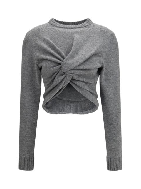 BALENCIAGA Balenciaga Ruched Crewneck Sweater Grey Women