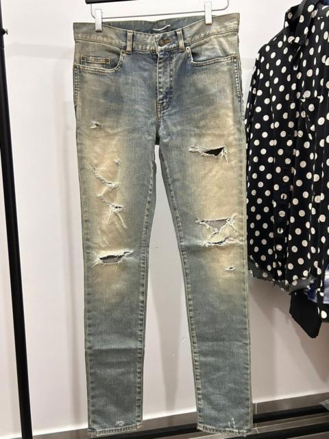 SAINT LAURENT BLUE DENIM RIPPED JEANS 2018 - SIZE 30