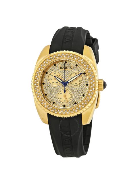Invicta - Invicta Angel Crystal Gold Dial Black Silicone Ladies Watch 28485