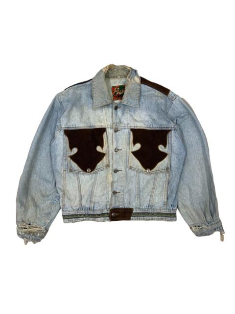 Other Designers Vintage Blush On Distressed Denim Jacket
