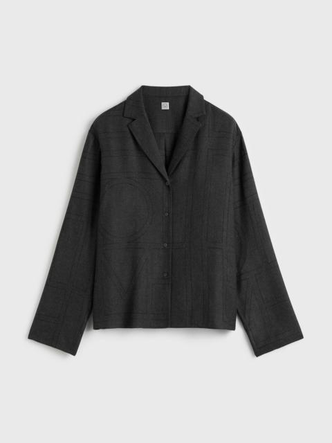 TOTEME Monogram flannel pj top charcoal
