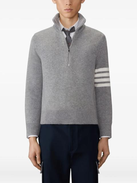 Thom Browne THOM BROWNE - Men Jersey Stitch Funnel Neck Half Zip Pullover