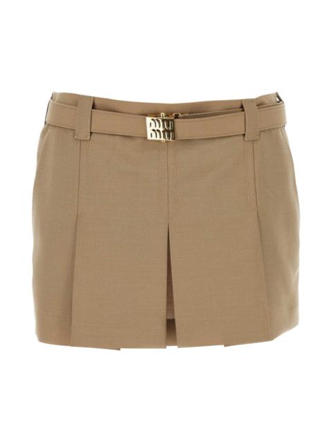 Miu Miu Camel Mohair Blend Mini Skirt
