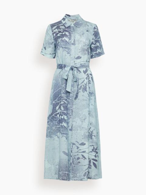 SIMKHAI Audria Short Sleeve Belted Midi Dress in Sky Floral