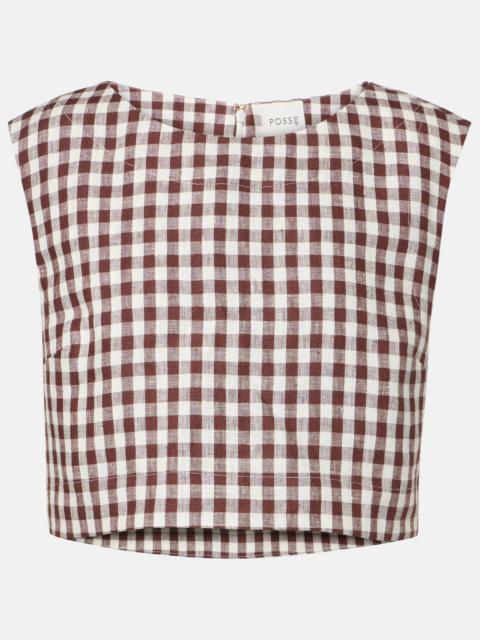 POSSE Martina gingham linen crop top