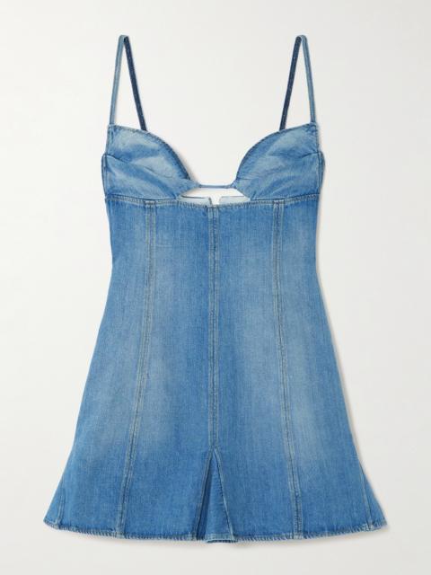NENSI DOJAKA Cutout Paneled Denim Mini Dress