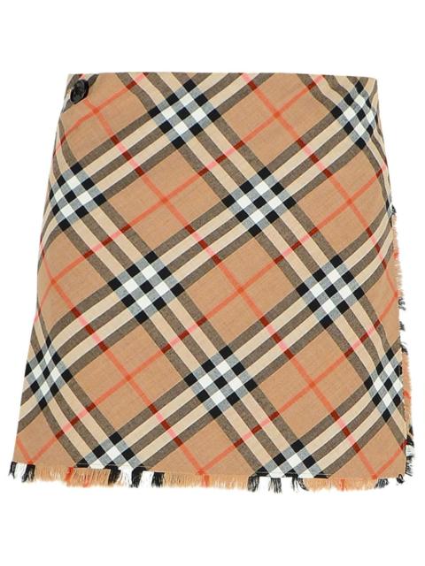 Burberry Burberry 'Check' Beige Wool Blend Miniskirt Women