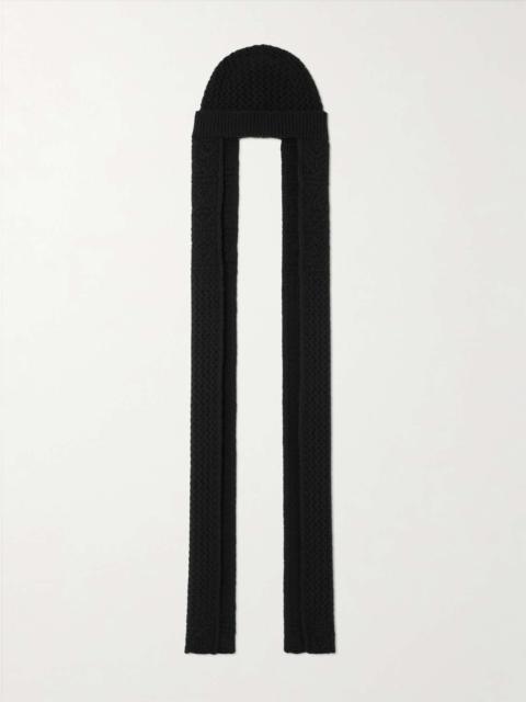 Engadin hooded crochet-knit cashmere scarf