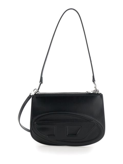Diesel Women '1Dr Twin' Black Shoulder Bag With Adjustable And Removable Shoulder Strap In Leather W