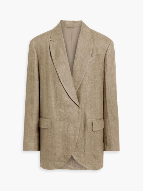 Brunello Cucinelli Bead-embellished metallic linen-blend twill blazer