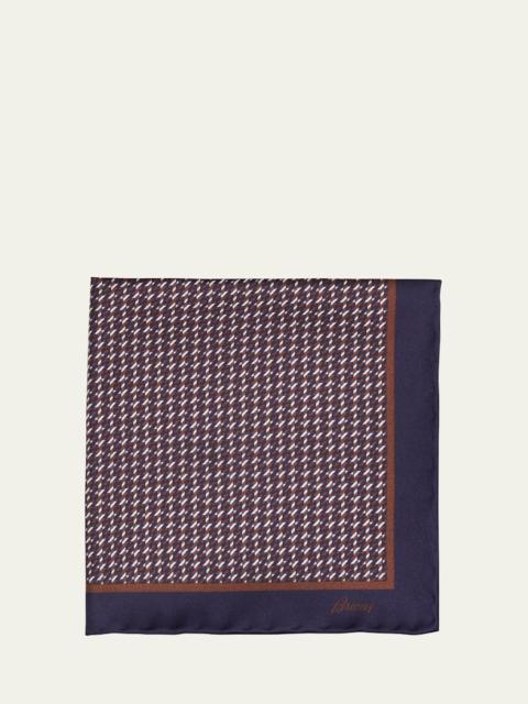 Brioni Men's Geometric Zig-Zag Silk Pocket Square