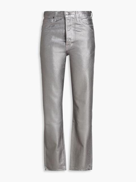 VERONICA BEARD Daniela coated metallic high-rise straight-leg jeans