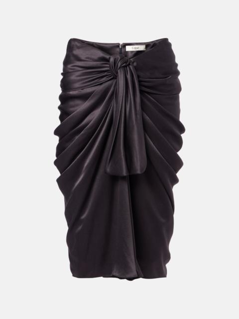 Chloé Gathered silk satin midi skirt