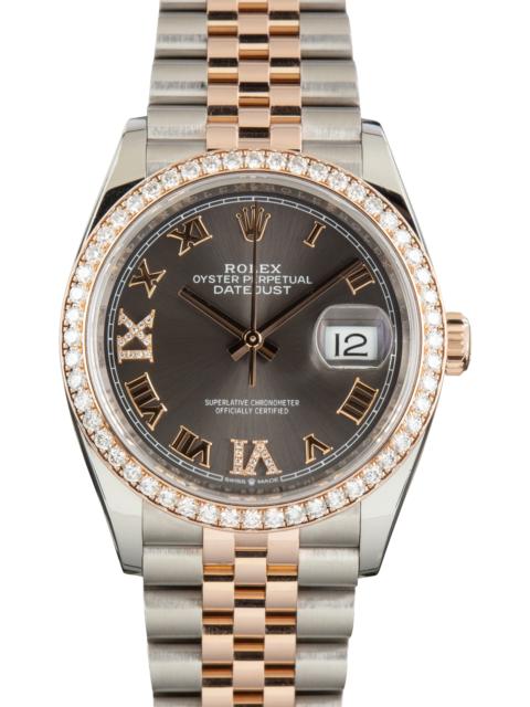 ROLEX Used Rolex Datejust 36 Dark Rhodium Diamond Dial Ref 126281