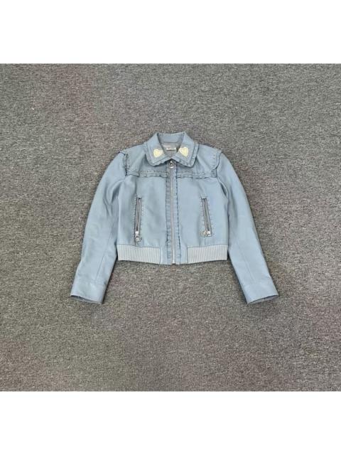 Miu Miu Miu Miu Light Blue Heart Leather Jacket