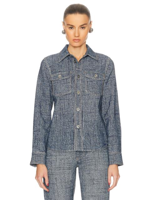 Bottega Veneta Enlarged Textured Denim Printed Shirt