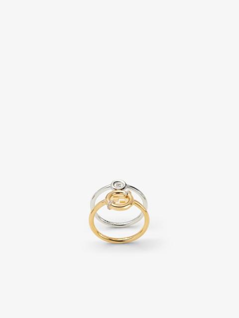 FENDI EverRound Fendi Ring Set of gold and silver-colored rings with crystals