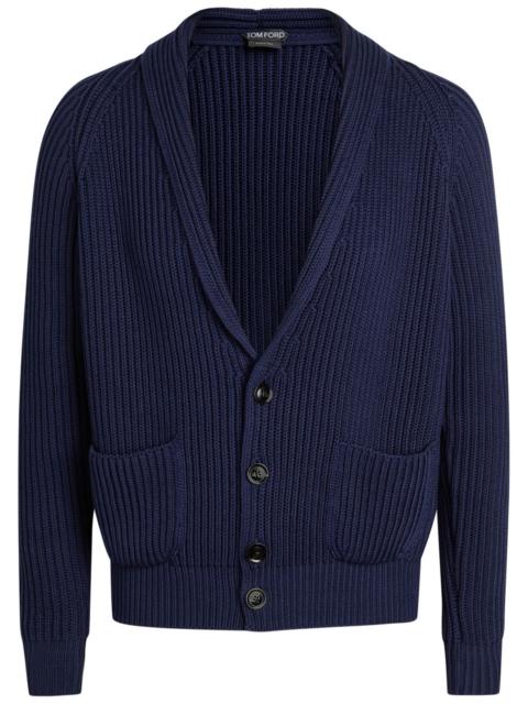 TOM FORD Tom Ford Shawl-collar Ribbed Cotton and Silk-blend Cardigan