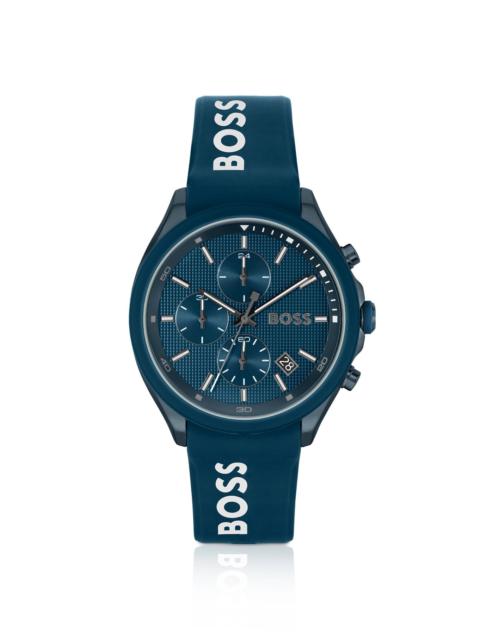 BOSS BLUE-PLATED CHRONOGRAPH WATCH WITH BLUE SILICONE STRAP