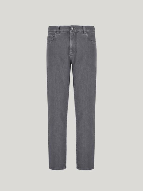 Canali GRAY REGULAR FIT FIVE-POCKET DENIM PANTS