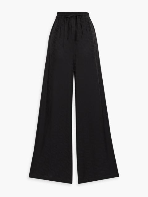 Stella McCartney Crystal-embellished satin-jacquard wide-leg pants