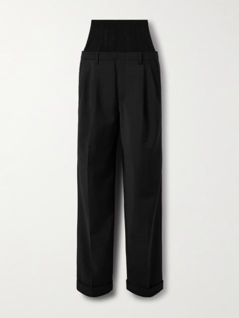 Tibi Mesh-trimmed Crepe Wide-leg Pants