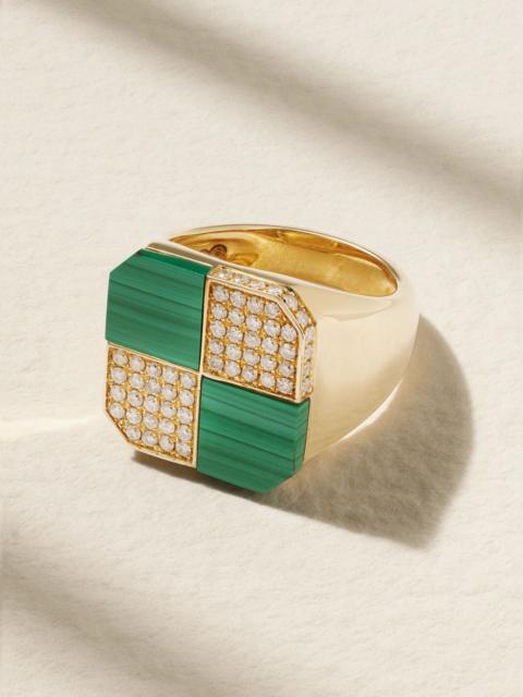 Yvonne Léon 9-karat gold malachite, and diamond ring Gold