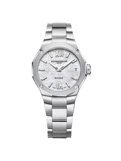 Other Designers Baume et Mercier Riviera Quartz Diamond White Mother of Pearl Dial Ladies Watch M0A10745