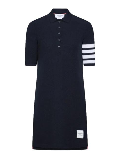 Thom Browne TEXTURED PIQUE 4-BAR POLO DRESS